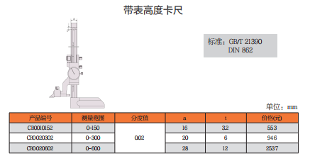 上工带表高度卡尺